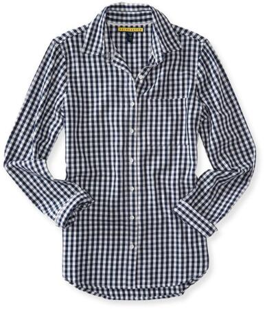 Aeropostale Womens Checkered Pocket Button Up Shirt - L