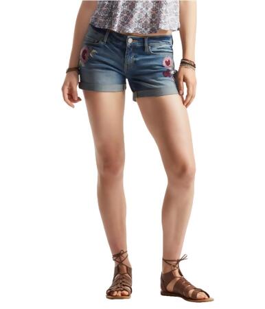 Aeropostale Womens Embroidered Midi Casual Denim Shorts - 0