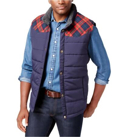 Weatherproof Mens Vintage Pieced Plaid Puffer Vest - XL