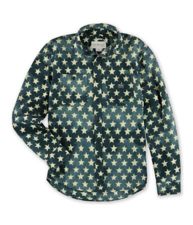 Ralph Lauren Mens Star-Print Workshirt Button Up Shirt - S