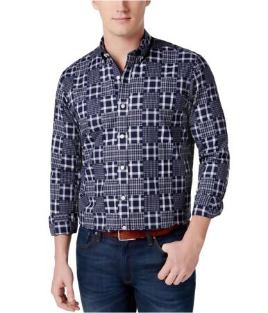 Club Room Mens Patchwork Print Button Up Shirt - L