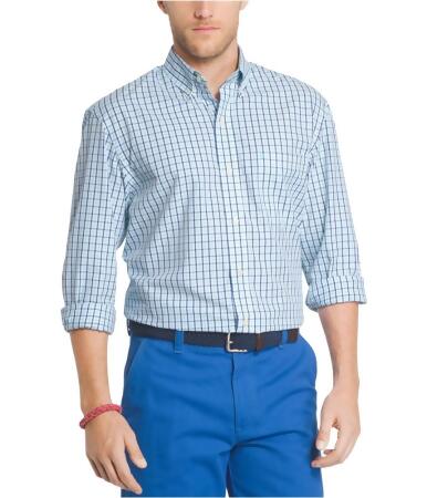 Izod Mens Advantage Gingham Button Up Shirt - S