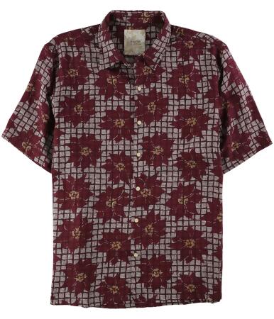 Tasso Elba Mens Silk Linen Print Button Up Shirt - XL