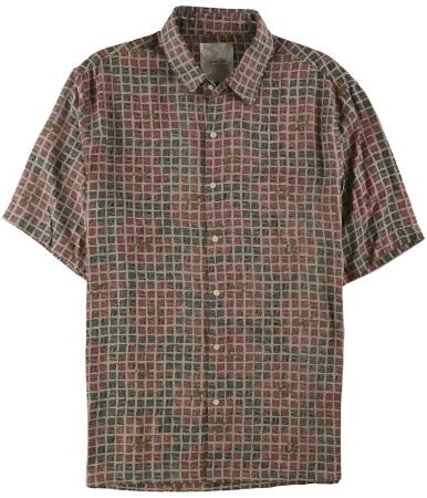 Tasso Elba Mens Silk Linen Print Button Up Shirt - XL