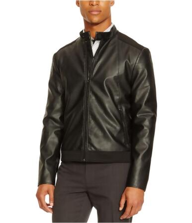 Kenneth Cole Mens Faux Leather Motorcycle Jacket - L