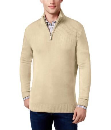 Geoffrey Beene Mens Ribbed Yoke 1/4 Zip Pullover Sweater - M