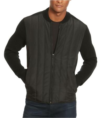 Kenneth Cole Mens Textured Quilted Varsity Jacket - S