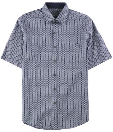 Tasso Elba Mens Grid-Pattern Button Up Shirt - S