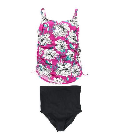 Swim Solutions Womens Plus Size Floral Hi Pant 2 Piece Tankini - 20