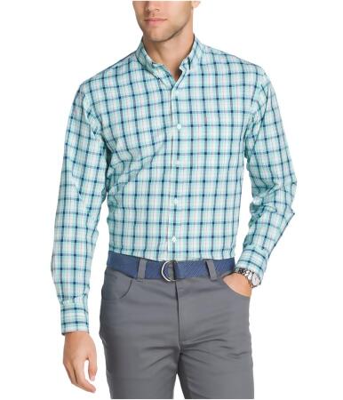 Izod Mens Breeze Plaid Button Up Shirt - M