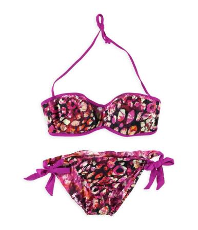 Becca Womens Pritned Push Up Reversible 2 Piece Bikini - L