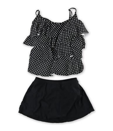 Miraclesuit Womens Dot Printed Dd-Cup Tiered Skirt 2 Piece Tankini - 10