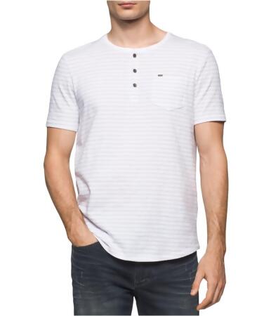 Calvin Klein Mens Striped Henley Shirt - S