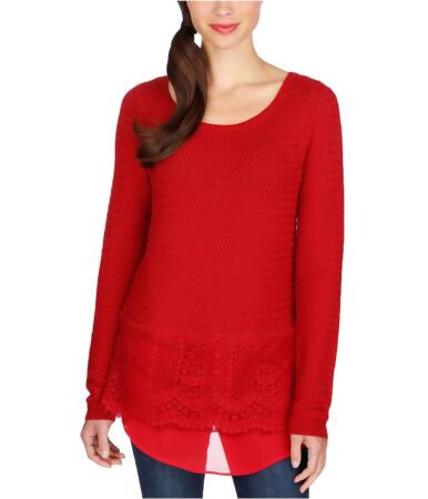 Lucky Brand Womens Lace Trim Knit Sweater - L