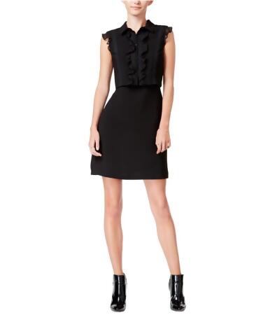 Maison Jules Womens Ruffled Lace-Inset A-Line Shift Dress - XL