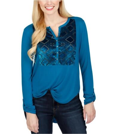 Lucky Brand Womens Velvet Burnout Henley Shirt - S