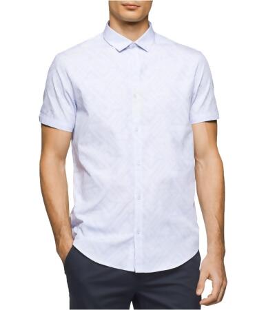 Calvin Klein Mens Jacquard Dressy Refined Button Up Shirt - L