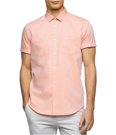 Calvin Klein Mens Micro-Grid Button Up Shirt - L