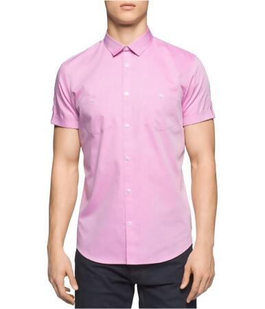 Calvin Klein Mens Micro-Grid Button Up Shirt - M