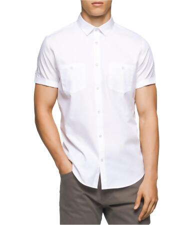 Calvin Klein Mens Micro-Grid Button Up Shirt - M