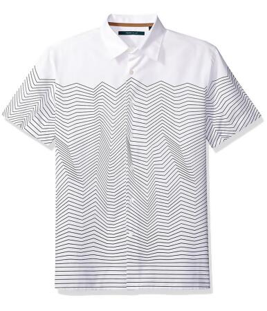 Perry Ellis Mens Wave Stripe Button Up Shirt - S