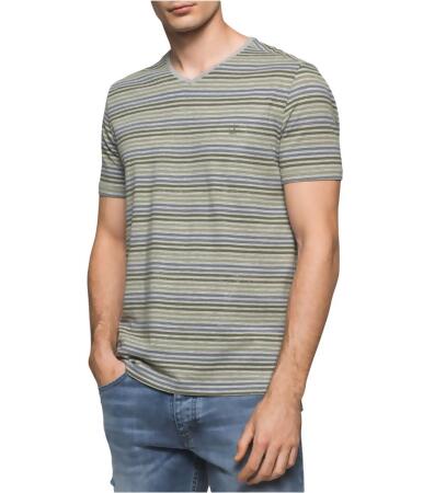 Calvin Klein Mens Striped V Embellished T-Shirt - S