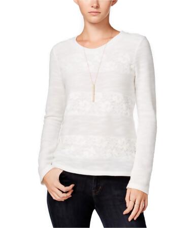 Maison Jules Womens Lace Knit Sweater - L