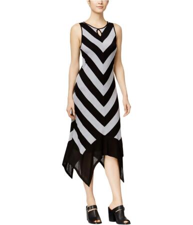 Kensie Womens Cheveron Print Asymmetrical A-Line Dress - L