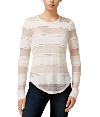 Rachel Roy Womens Striped Lace Embellished T-Shirt - M