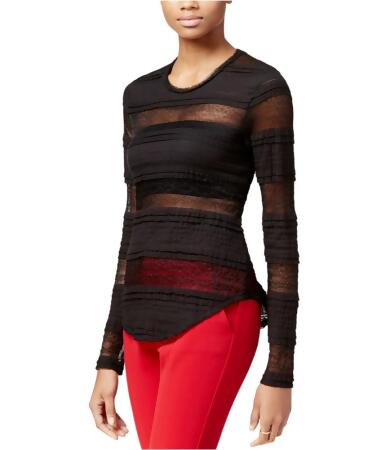 Rachel Roy Womens Striped Lace Embellished T-Shirt - XS