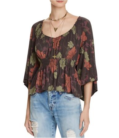 Free People Womens Floral Glenside Peasant Blouse - L