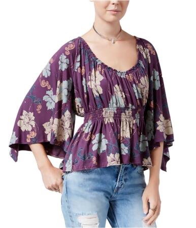 Free People Womens Floral Glenside Peasant Blouse - S