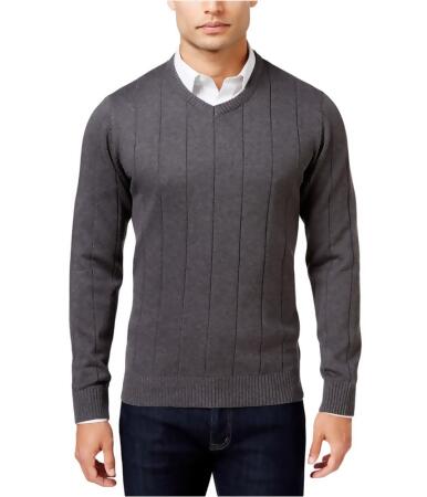 John Ashford Mens V-Neck Striped-Texture Knit Sweater - S