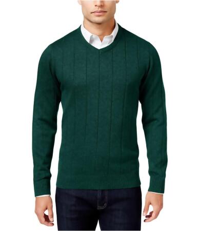 John Ashford Mens V-Neck Striped-Texture Knit Sweater - S