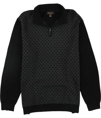 Tasso Elba Mens Patterned Quarter Zip Knit Sweater - S