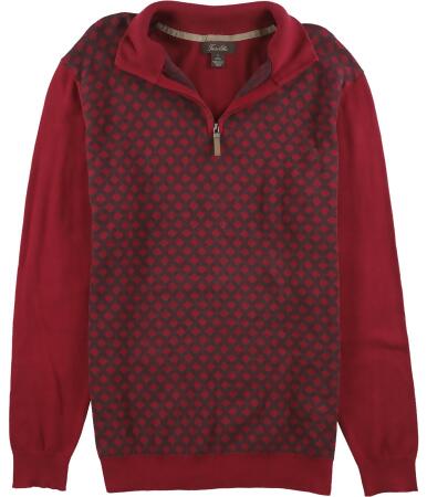 Tasso Elba Mens Patterned Quarter Zip Knit Sweater - L