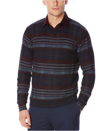 Perry Ellis Mens Textured Striped Pullover Sweater - S