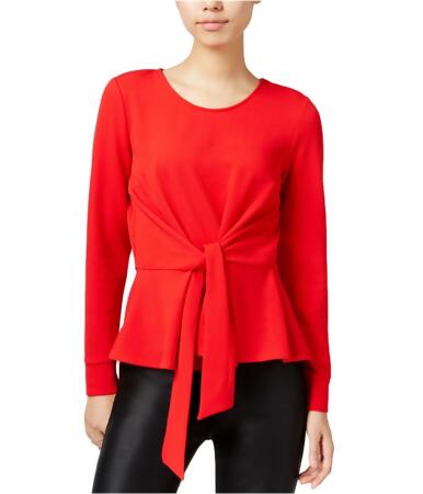 Bar Iii Womens Tie-Front Peplum Pullover Blouse - L