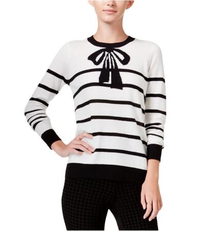 Maison Jules Womens Striped Bow Knit Sweater - L