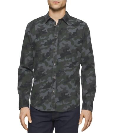 Calvin Klein Mens Melange Camo Button Up Shirt - S