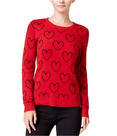 Maison Jules Womens Heart-Print Knit Sweater - XXS