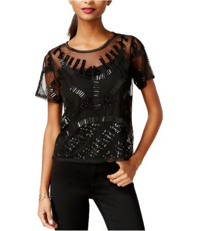 Bar Iii Womens Embellished Illusion Pullover Blouse - XS