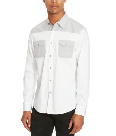 Kenneth Cole Mens Reaction Colorblocked Button Up Shirt - L