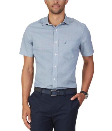 Nautica Mens Geometric Poplin Short Sleeve Button Up Shirt - XL