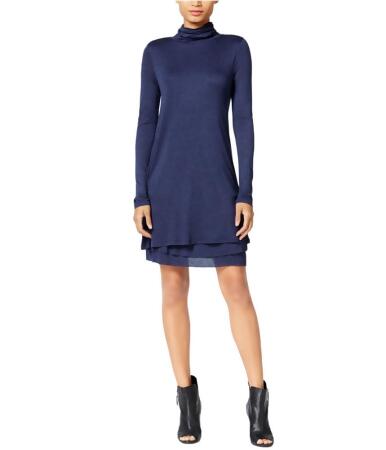 Kensie Womens Tiered Turtleneck A-Line Shirt Dress - XS