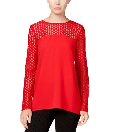 Kensie Womens Crepe Lace Detailed Pullover Blouse - XL