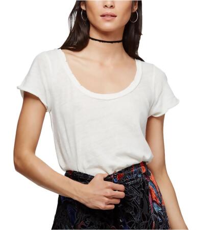 Free People Womens Semi Opaque Scoop Neck Basic T-Shirt - XS