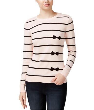 Maison Jules Womens Striped Bow Accented Pullover Sweater - XXS