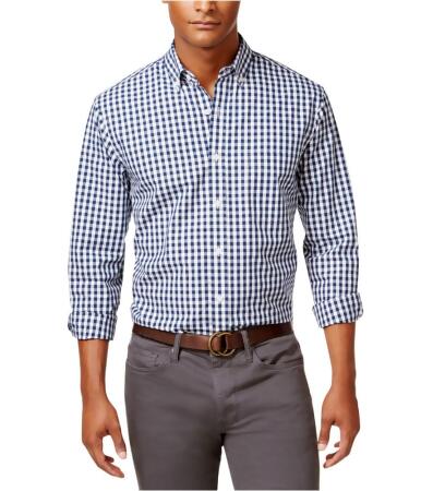 Club Room Mens Gingham Button Up Shirt - M