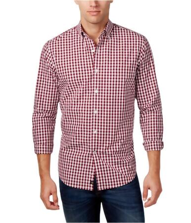 Club Room Mens Gingham Button Up Shirt - L